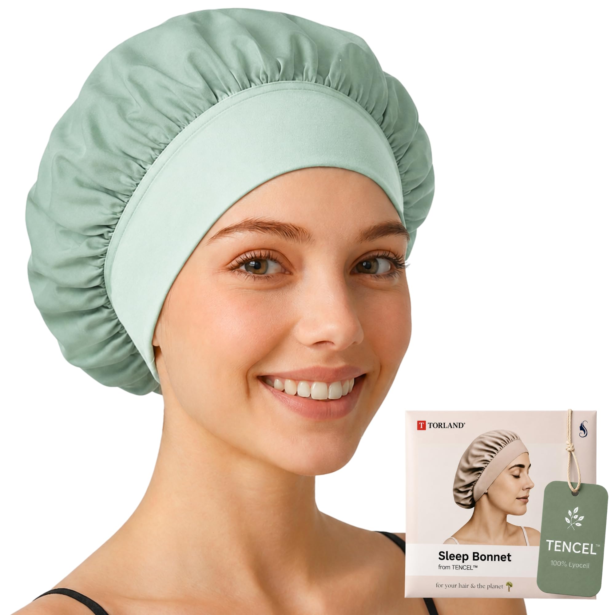 Bonnet Schlafhaube aus 100% Tencel™ Holzfaser – vegane Seidenhaube zum Schlafen mit verstellbarem Elastikband | besonders pflegeleicht, Oeko-TEX® Standard 100 Zertifiziert