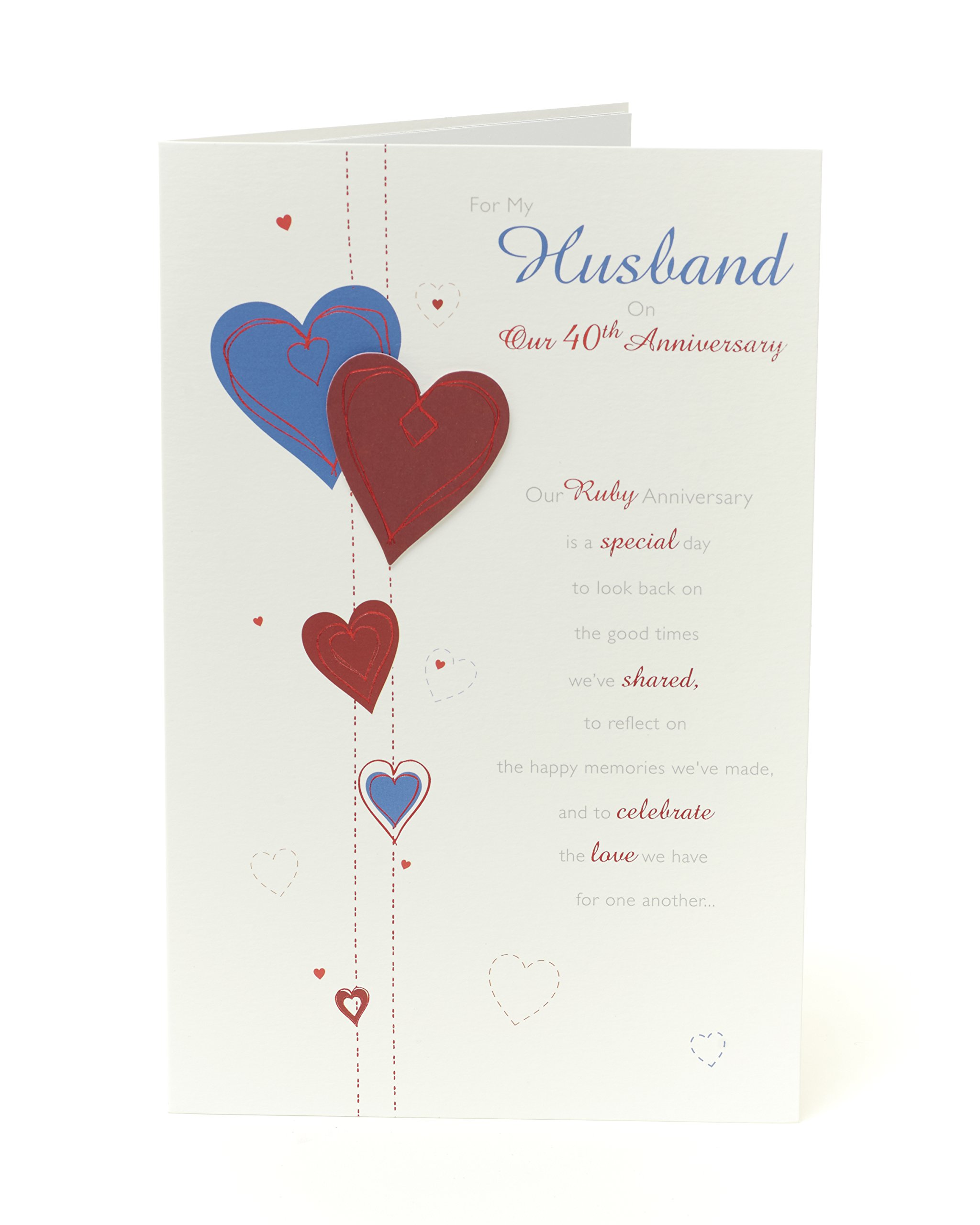 Amazon Com 40th Wedding Anniversary Card Husband Ruby Wedding Anniversary Card Husband Ideal Gift Card For Wedding 40th Anniversary Ruby Anniversary Gifts Husband Anniversary Card 40 40 Years Office Products