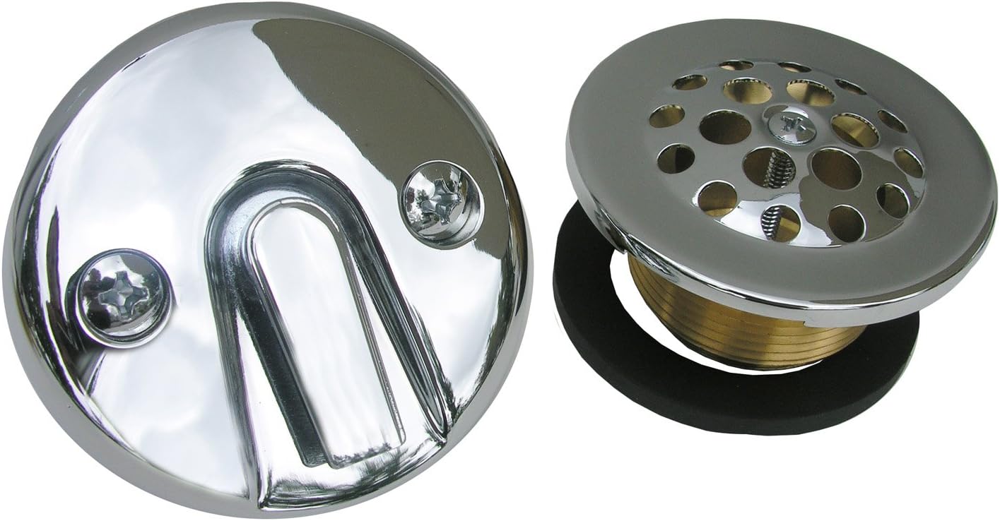 Simpatico 34851C Bath Tub Trip Lever Plate with Screws, 11/4" Shoe Strainer & 11/2" Bushing