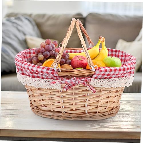 Miniatura 5 de Cesta de picnic Cesta de picnic Cesta de verduras con asa Cestas de mimbre para lavandería Cesta de compras Cesta de huevos tejida Cesta de huevo