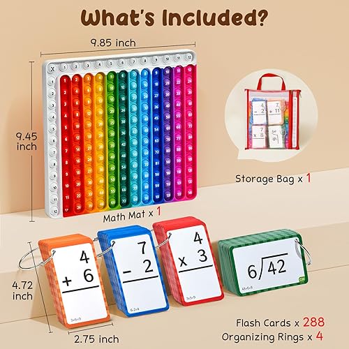 Miniatura 5 de JoyCat Tarjetas flash para niños de 4 a 8 años, tarjetas flash de matemáticas y tabla de manipulaciones de estallido, juego de manipulación de