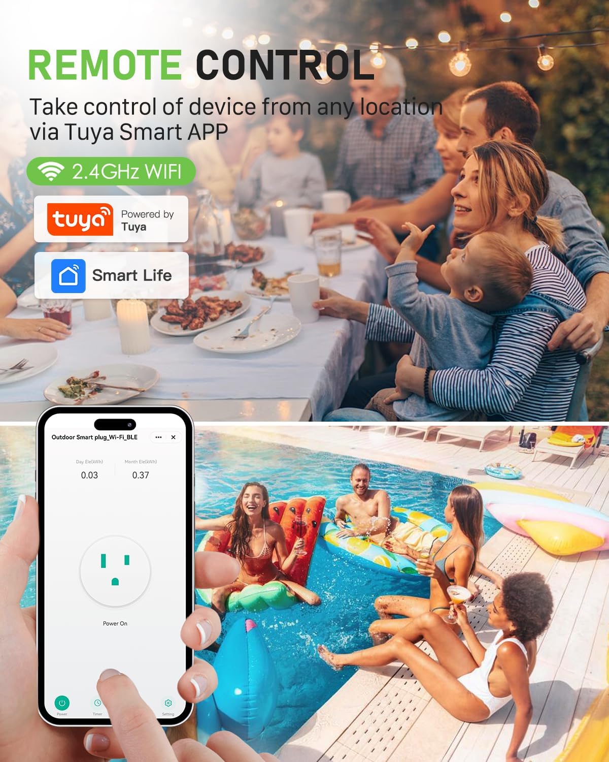 GreenSun Prise Wi-Fi d'extérieur - Minuterie d'extérieur avec calendrier VeSync APP - Commande vocale avec Alexa Google Home 16 A 2,4 GHz - Prise WiFi étanche IP44