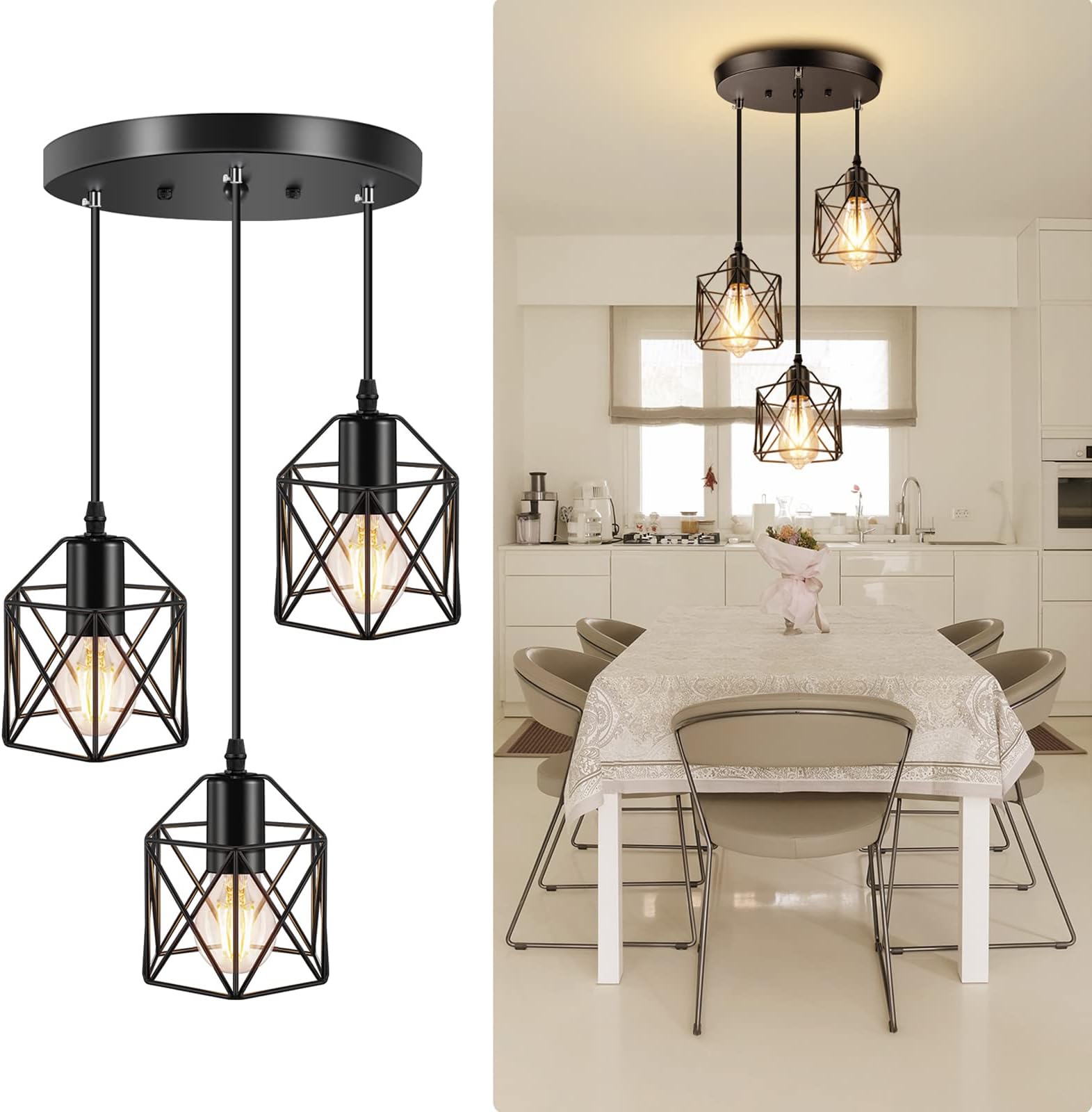 3-light Industrial Pendant Light