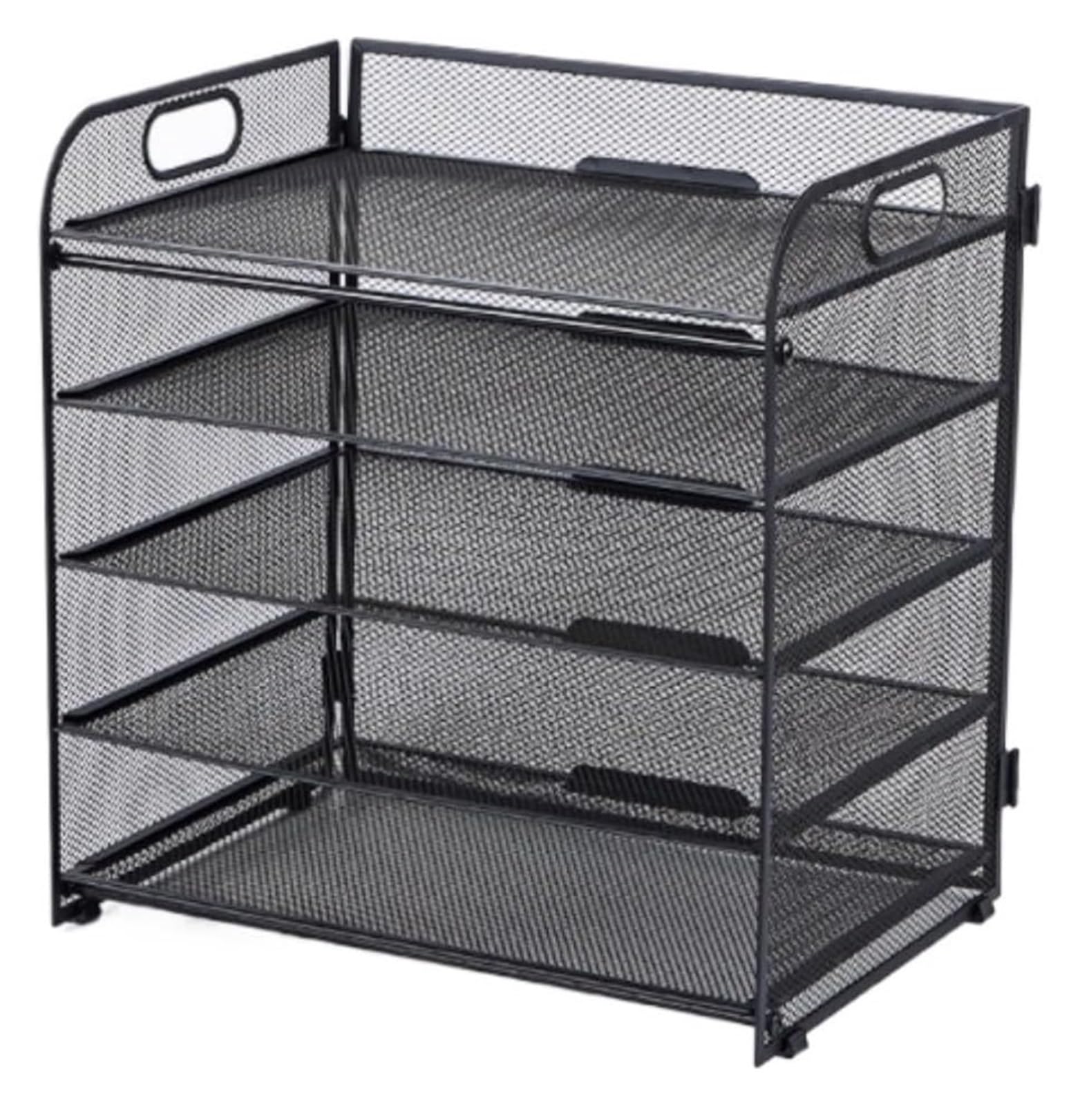 Organizer da scrivania in metallo | Organizzazione della scrivania multicolore da 31,7 x 24 x 34 cm: selezionatore a rete a 5 livelli(Black)