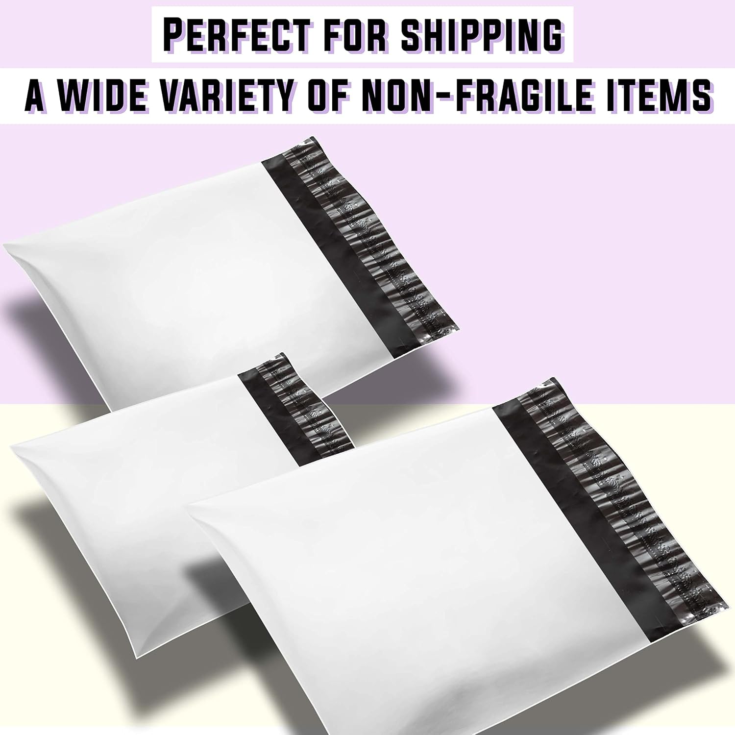[100pcs] White Poly Bags for Packaging, Waterproof Tear-Proof Self Seal Poly Bag Mailer for Shipping (14x19)