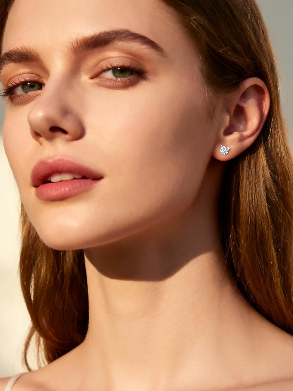 ChicSilver Cute Cat Earrings for Women - Hypoallergenic Sterling Silver Round Birthstone Cat Stud Earrings with Gift Box - Image 3