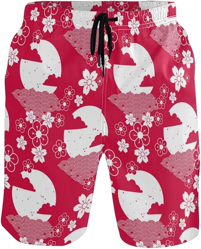 Men's Quick Dry Swim Trunks Japanese Style with Pockets Shorts Bathing