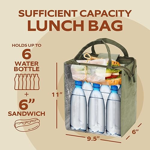 Miniatura 72 de VonNova Lonchera aislada para mujer con aislamiento térmico de alta calidad de 0.157 in, bonita bolsa de almuerzo grande de 7 litros para oficina