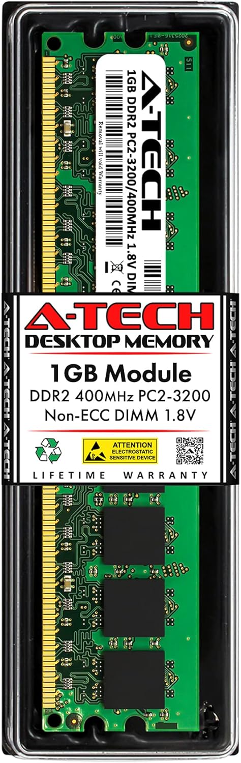 A-Tech 1GB RAM Replacement for Kingston KTH-XW4200/1G | DDR2 400MHz PC2-3200 UDIMM Non-ECC 240-Pin DIMM Memory Module