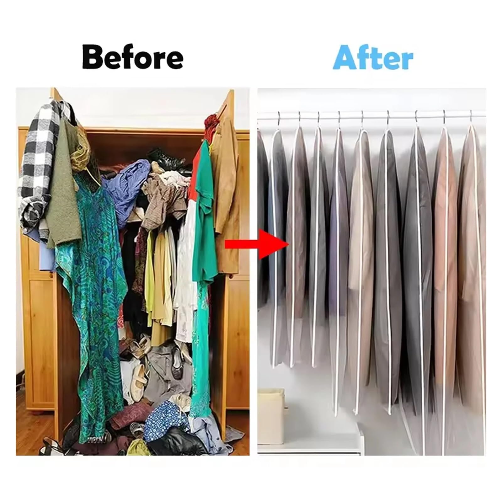 fundas para ropa 3Pcs Transparent Dust Cover For Clothes, Hanger With Zipper, Waterproof, Coat, Suit, Dress, Organizer(S)