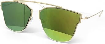 3207 Premium Mirrored Flat Fashion semi-rimless light Metal Men Women Sunglasses Lightweight frame, Rose Gold