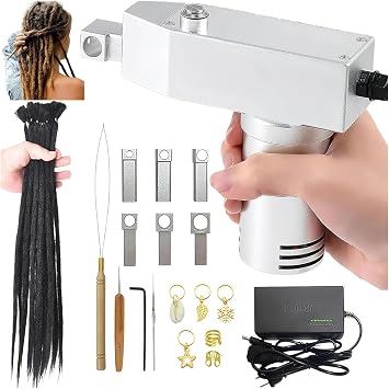 Instant Dreadlock Machine for DIY Fast Locs, Handheld Automatic Tool with 6 Interchangeable Holes, Quick & Easy Dreadlock Extensions, Professional FastLocs Maker