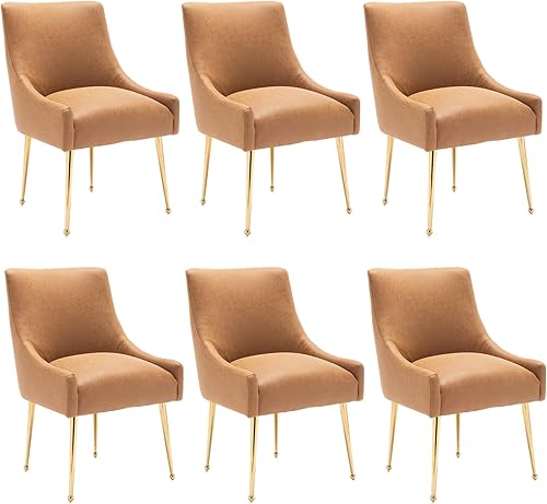 Miniatura 32 de Juego de 2 sillas de comedor, modernas sillas de comedor de terciopelo con patas doradas, sillas decorativas tapizadas para sala de estar, Azul