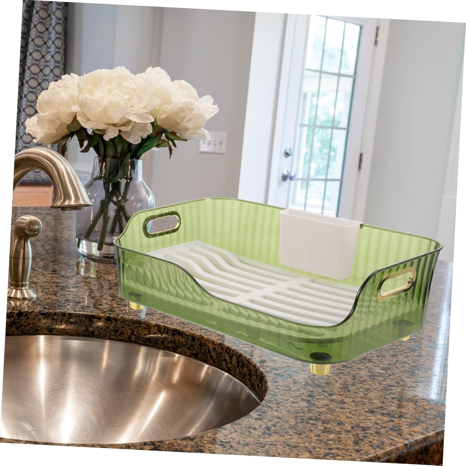 Dish Drainer Rack Vegetable Drainer Dish Rack Kitchen Plate Organizer for Cabinet