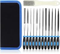 SOWKIPE 13Pcs Premium Needle File Set: 6 Diamond + 6 Steel Files, Brush & Case for Jewelry, Wood, Plastic, Leather DIY