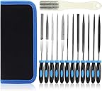 SOWKIPE 13Pcs Premium Small File Set, 6 Diamond Files, 6 Steel Files, Cleaning Brush & Carrying Case for Wood, Plastic, Jewelry, Leather, DIY