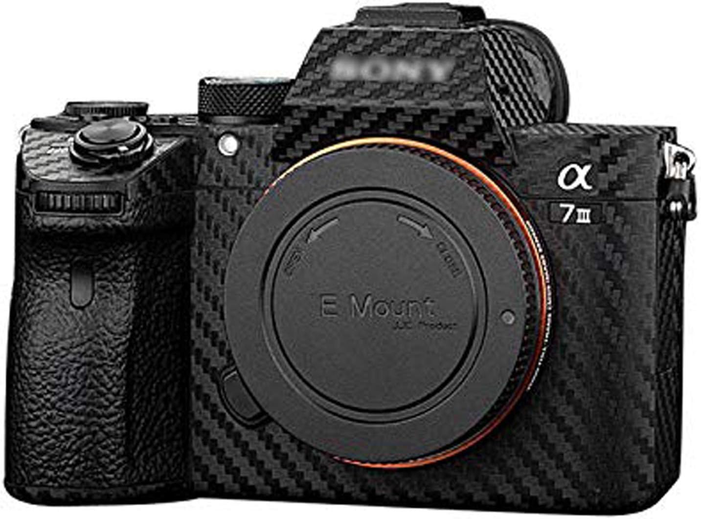 Camera Carbon Fiber Film Compatible with Sony A7 Mark III, Anti-Slide Skin Guard Shield,Anti-Scratch Camera Body Cover Sticker Protector(Black)