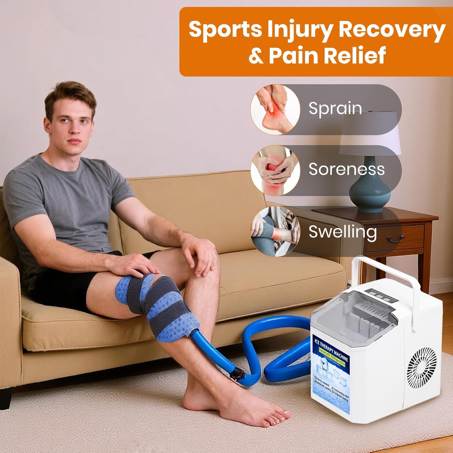 Cold Therapy System - No Ice Needed Portable Cryo Machine with Adjustable Temperature Control Universal Pad for Knee, Shoulder Surgery Recovery, Arthritis Pain & Swelling Relief