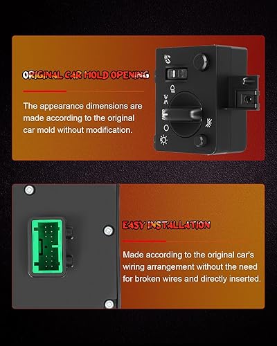 Miniatura 10 de CCIYU Interruptor de faros delanteros compatible con Chevrolet BlazerS10 1998-2004, para GMC Jimmy 1998-2001, para GMC Sonoma 1998-2004, para