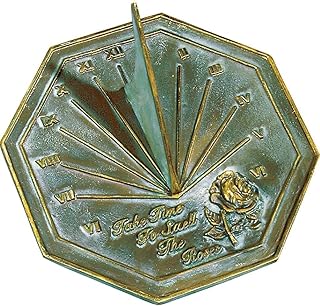 NauticalMart Rose Sundial, Solid Brass with Verdigris Highlights, 8.5-Inch Diameter