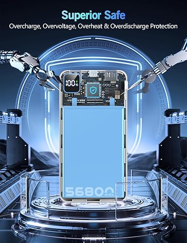 Miniatura 5 de Cargador portátil, cargador portátil, 56800mAh PD 22.5 W, batería de carga rápida, banco de energía portátil de gran capacidad para camping, viajes,