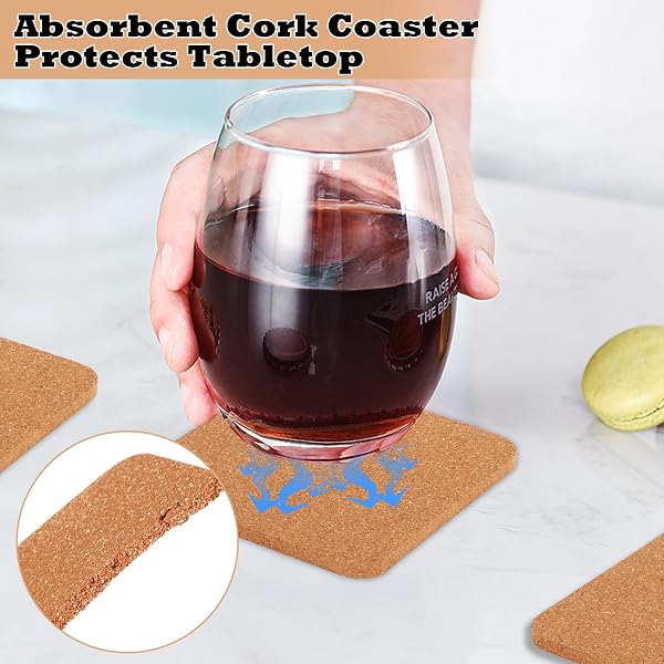Lot de 50 dessous de verre carrés en liège - 10 x 10 cm - 5 mm d'épaisseur - Pour boissons, dessous de plat - Résistants à la chaleur - Antidérapants - Pour verres, tasses et bricolage - 4