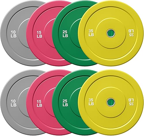 Juego de discos de peso olímpicos de colores de 2 pulgadas, 10152535 libras, juego de discos de peso de goma para entrenamiento de fuerza, gimnasio