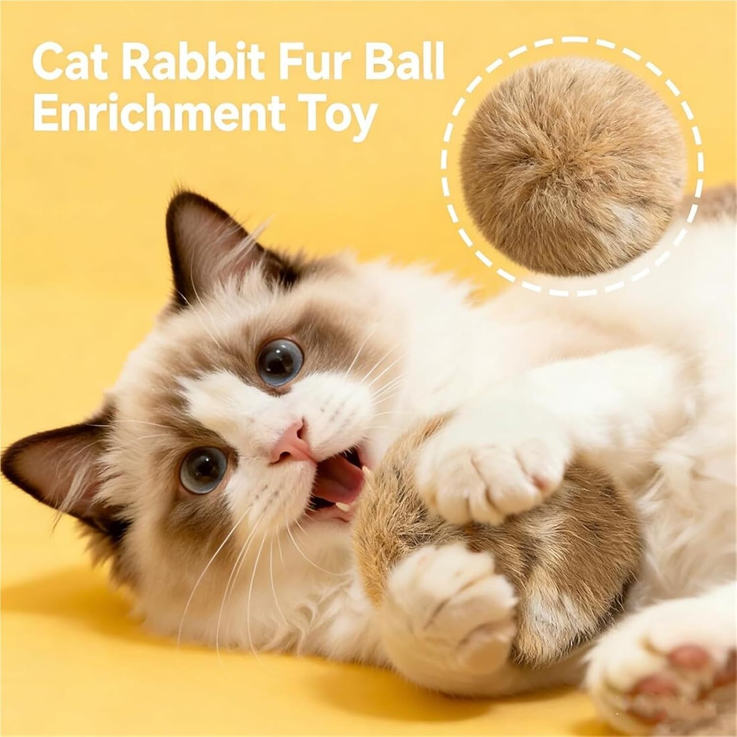 Pompom Cat Toy, Fluffy Catnip Toy Ball, cat Ball—Soft, Washable, Full of Fun, Promotes Exercise(6)