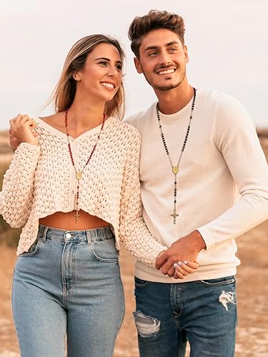 Miniatura 4 de FaithHeart Collar de cruz de rosario cristiano para mujeres y hombres, acero inoxidable para orar rosario en Y, caja de regalo