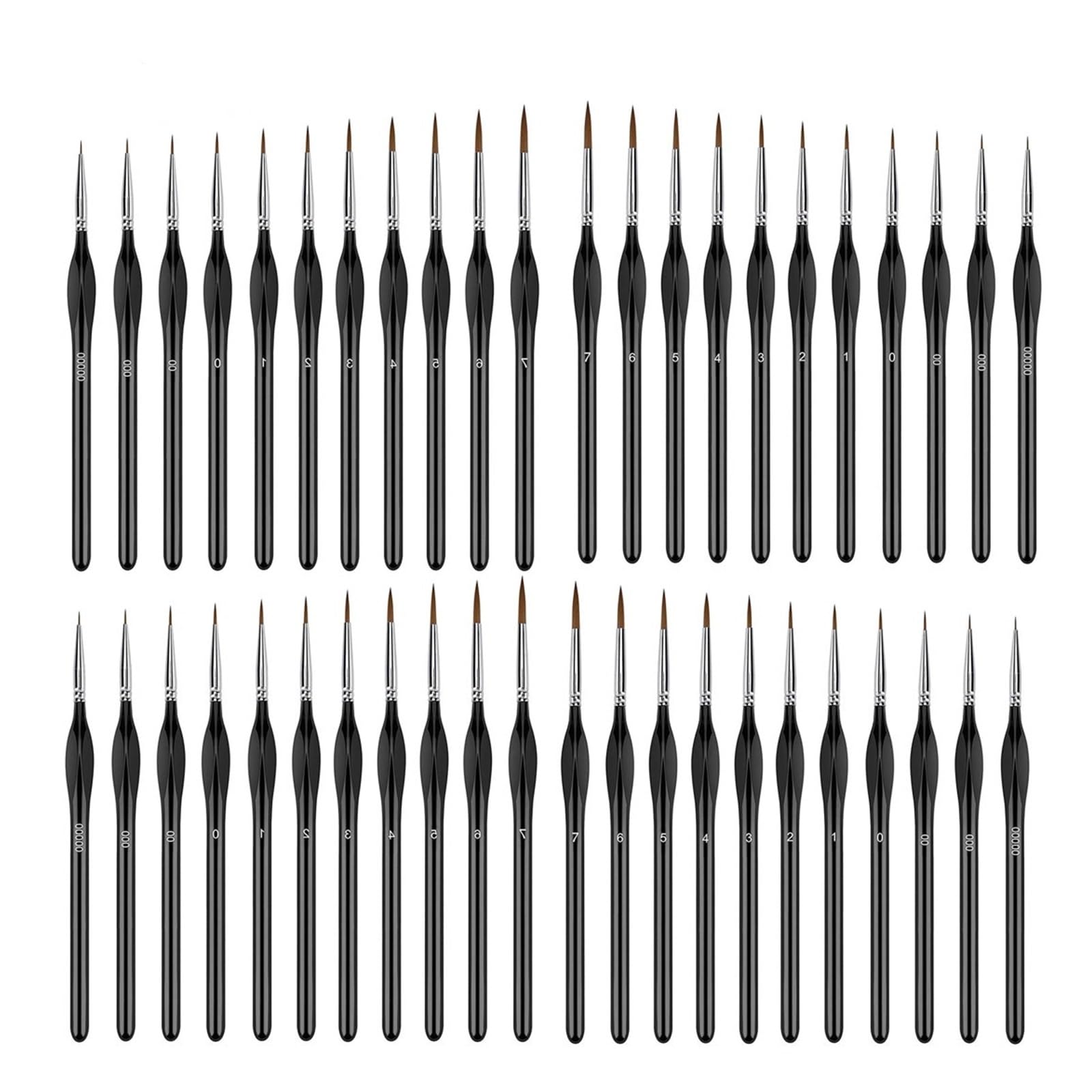 Pinsel-Set, 44-teilig, Miniatur for feine Details und Kunstmalerei – Acryl, Öl, Wasserfarben