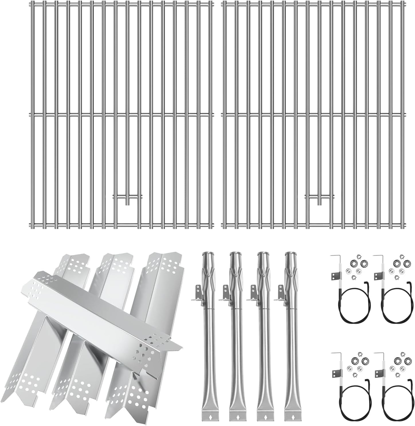 BBQ-PLUS Grill Parts Kit for Nexgrill 4-Burner 720-0830H 720-0830H 720-0888N 720-0888 720-0864 720-0896B, Cooking Grate, Heat Plate Shield and Burner Tubes for Nexgrill Grill Replacement Parts