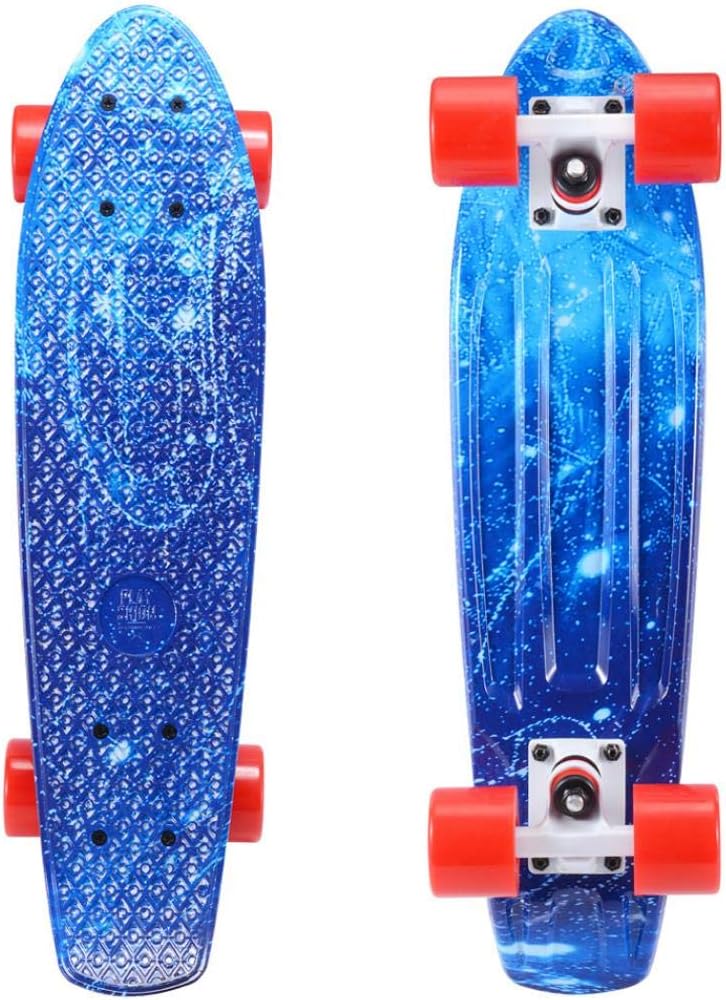 Gelory Penny Board Skateboard for Children Complete Mini Cruiser 22" Retro Skateboard for Kids Teens Adults, LED Light up Wheels With All-in-One Skate T-Tool
