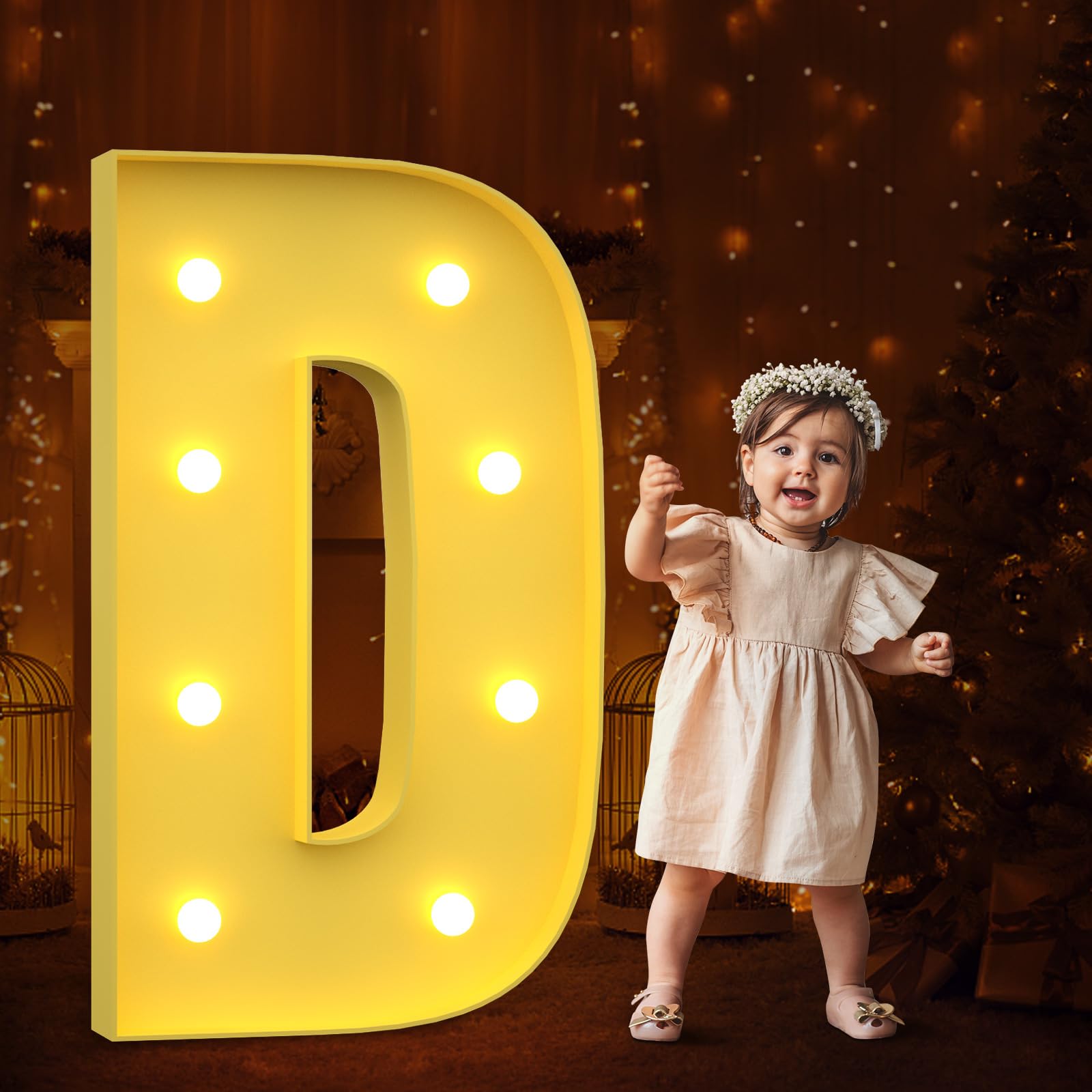 Tongjoy 3FT Marquee Light Up Letters, Large Marquee Letters, DIY Giant Letters for Baby Shower Birthday Party Backdrop Decorations, Light Up Letters for Wedding Decor, Kids' Mosaic Kits Letter D