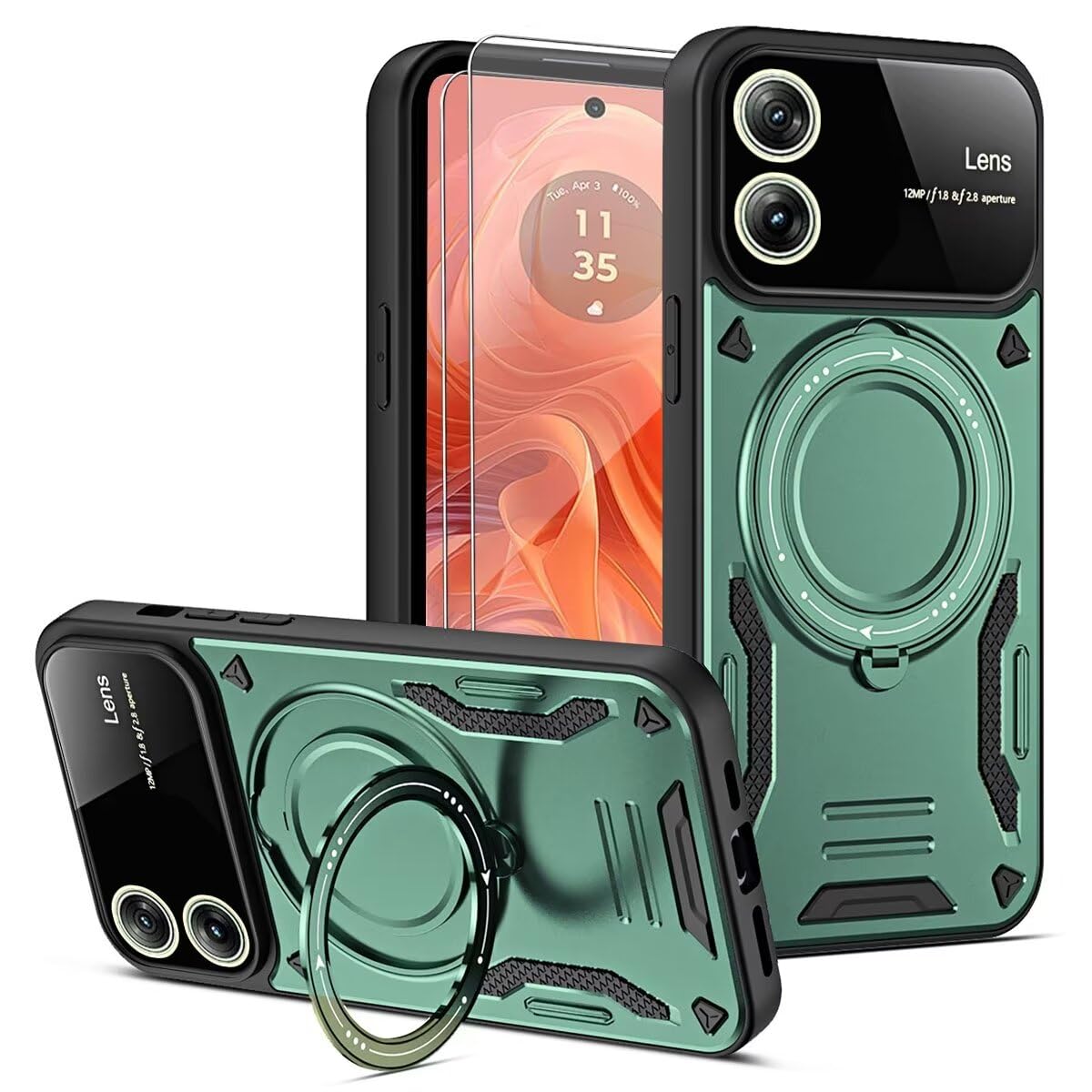 Fetrim Custodia per Huawei Mate 40 PRO, Cover PC TPU Cassa Shell Supporto di Anello Rotante Case per Huawei Mate 40 PRO Rosso