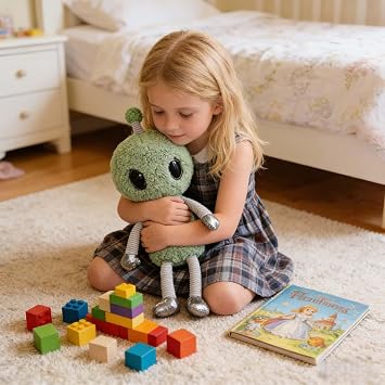 38cm Extra Soft Quirky Green Alien Plush Toy Fluffy Whimsical Stuffed Animal Creative Alien Doll Novel Companion Fun Gift