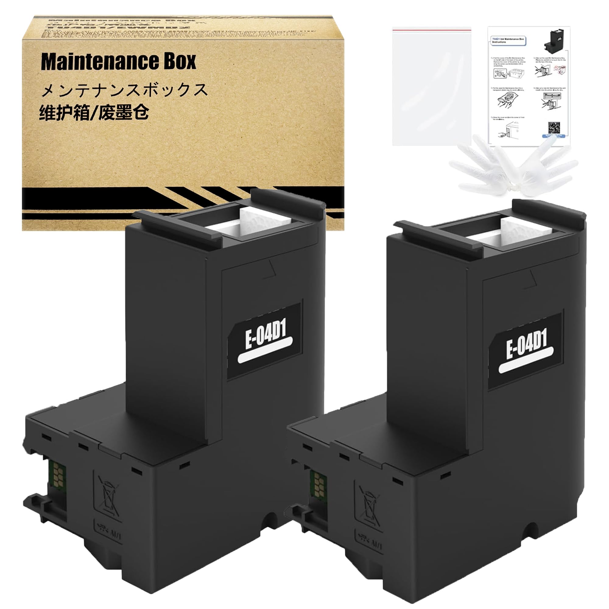 LCL T04D1 T04D100 Ink Maintenance Box Replacement for EcoTank WF-2860 ET-15000 ET-3750 ET-4760 ET-3760 ET-3850 ET-4850 ET-3700 ET-3710 XP-5100 ET-5150 ET-5170 ET-15000 ET-5180 ET-3830 Printers(2-Pack)