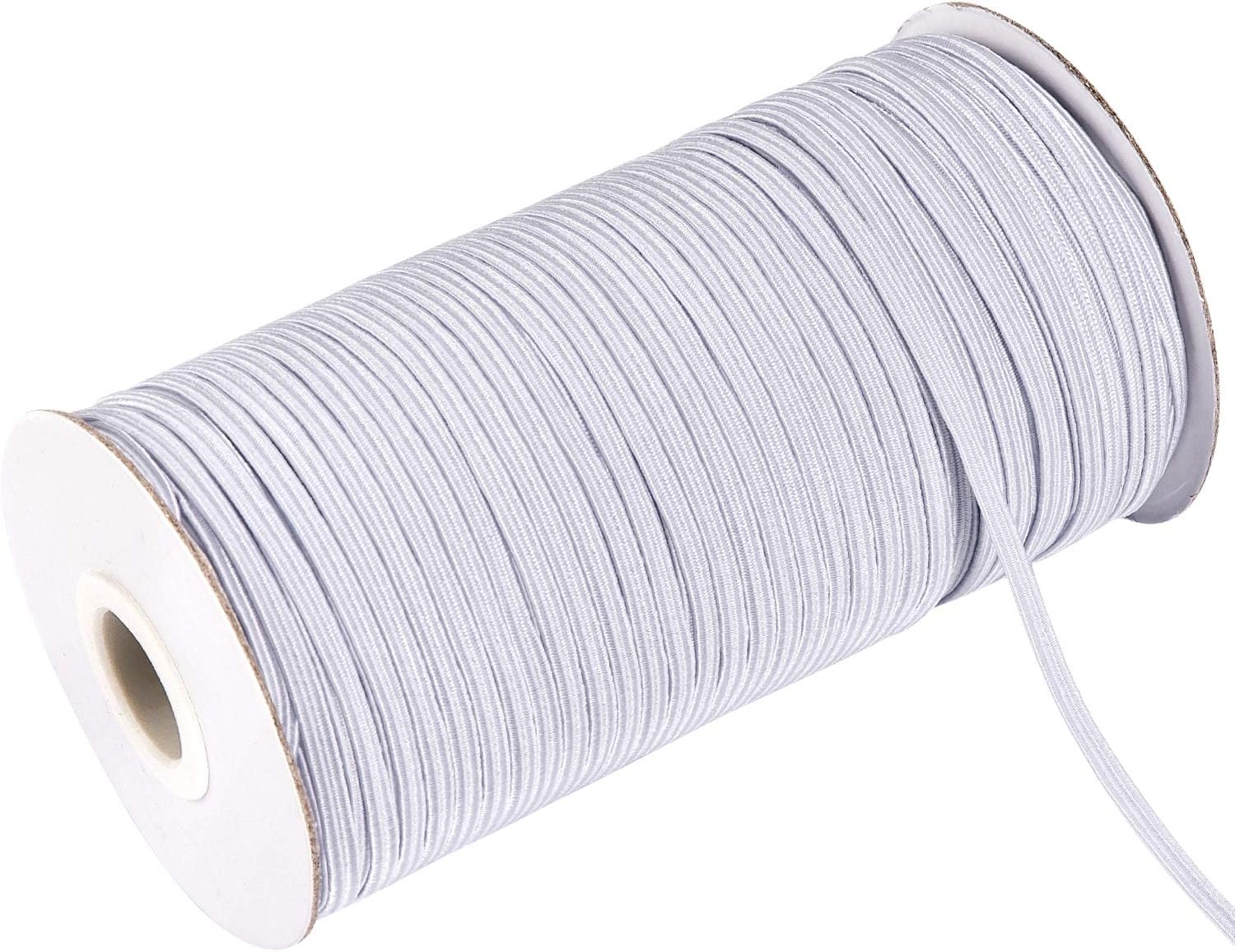Whaline 98 Yards Flat Elastic Cord 1/8 Inch White Stretch String Braided Elastic Band Elastic Rope Stretch Knit Elastic Sewing Spool for DIY Crafting, Necklines, Cuff, Clothing, Bedding (3mm)