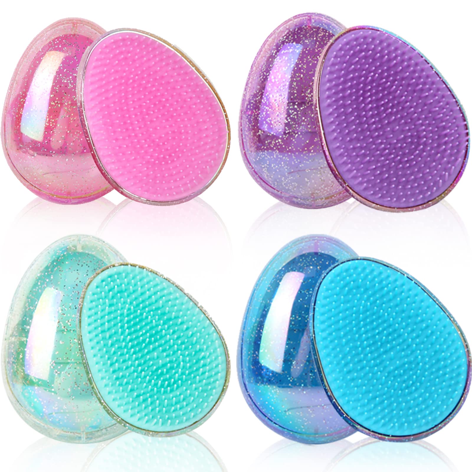 4 Piezas Cepillo de Pelo Desenredante Cepillo Pelo Antitirones Cepillo Desenredante Sin Tirones Detangler Cepillos para Niños y Adultos Cepillo Portátil para Cabello,Mojado,Seco,Fino,Grueso,Rizado