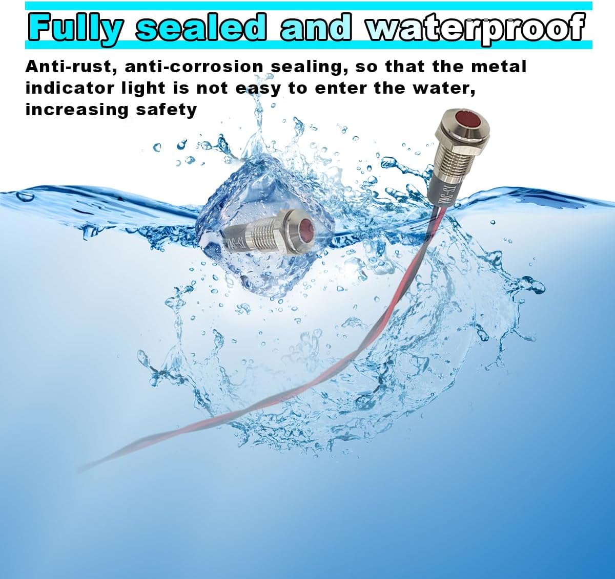 smilfuy 8mm/0.31" Signal Indicator Light, AC/DC 12V-24V Waterproof Panel Mount Warning Lamps with Wire, LED Signal Pilot Lamp for Car Truck Boat (Red)