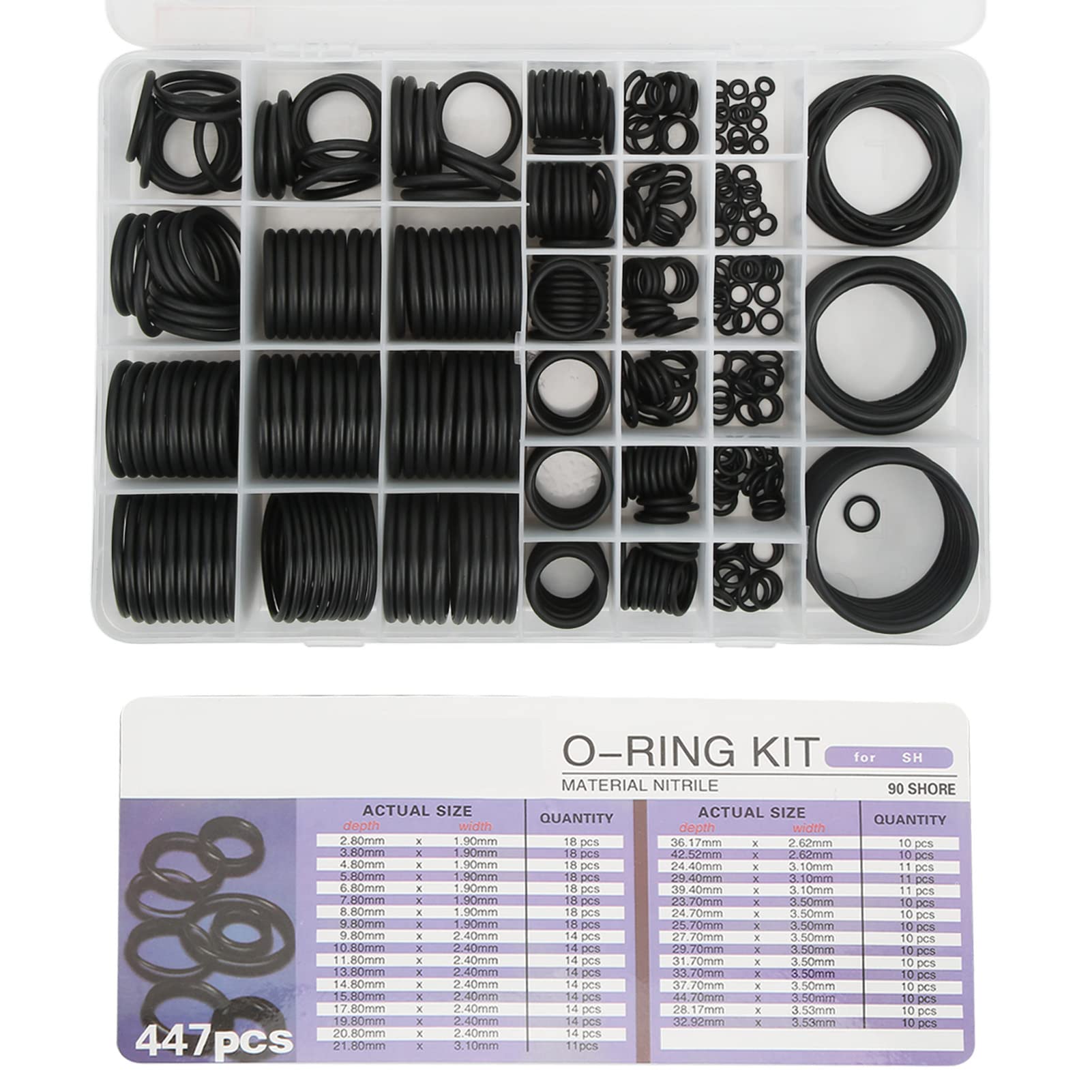 Kit de juntas tóricas Kit surtido O-ring Junta tórica Juntas de goma HNBR premium para excavadora SH 447 piezas Kit O-ring AC