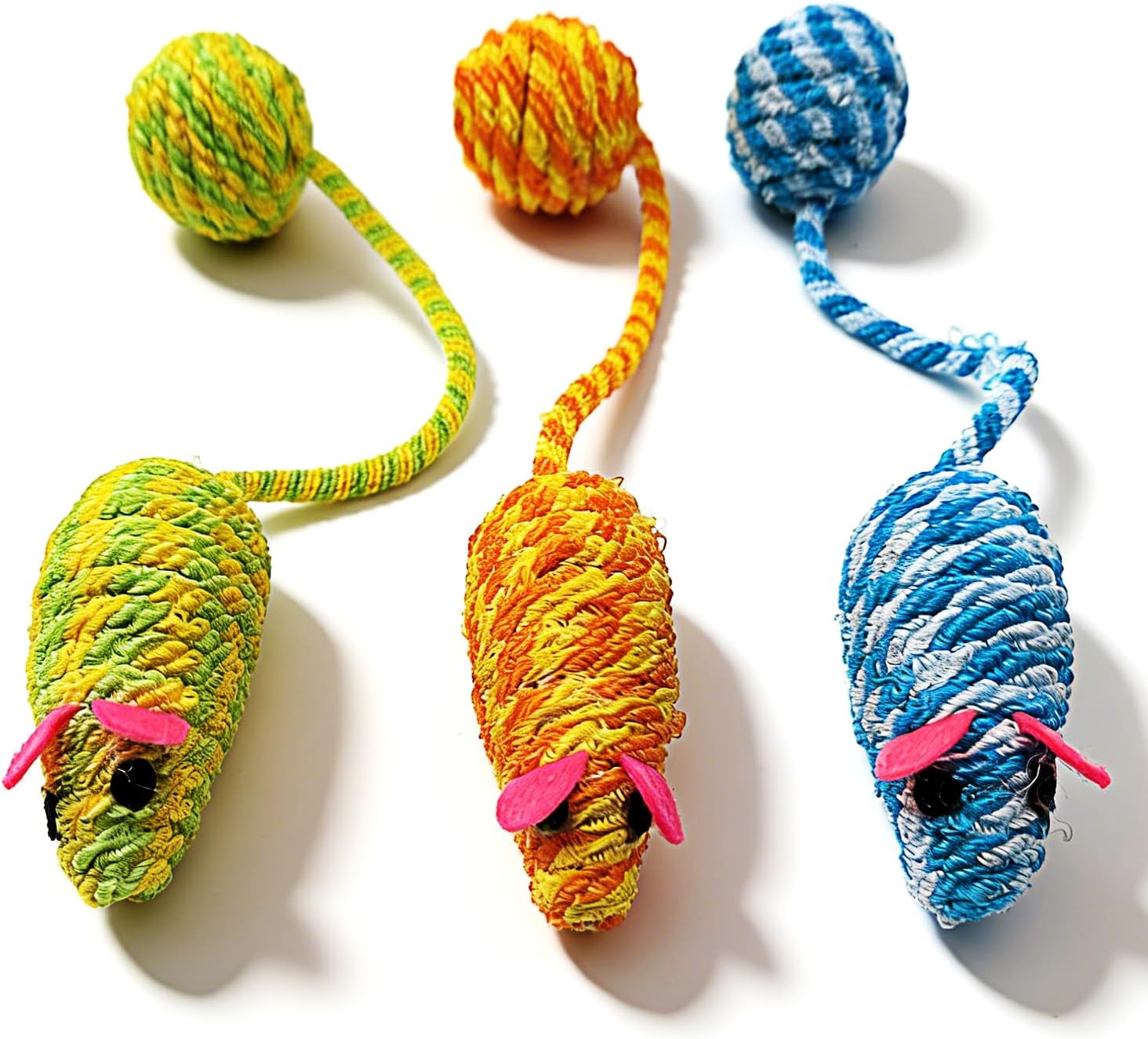 Tipmant Pet Cat Teaser Interactive Toy Kitten Kitty Teeth Molar 3 Pack Mouse - Rope - Ball
