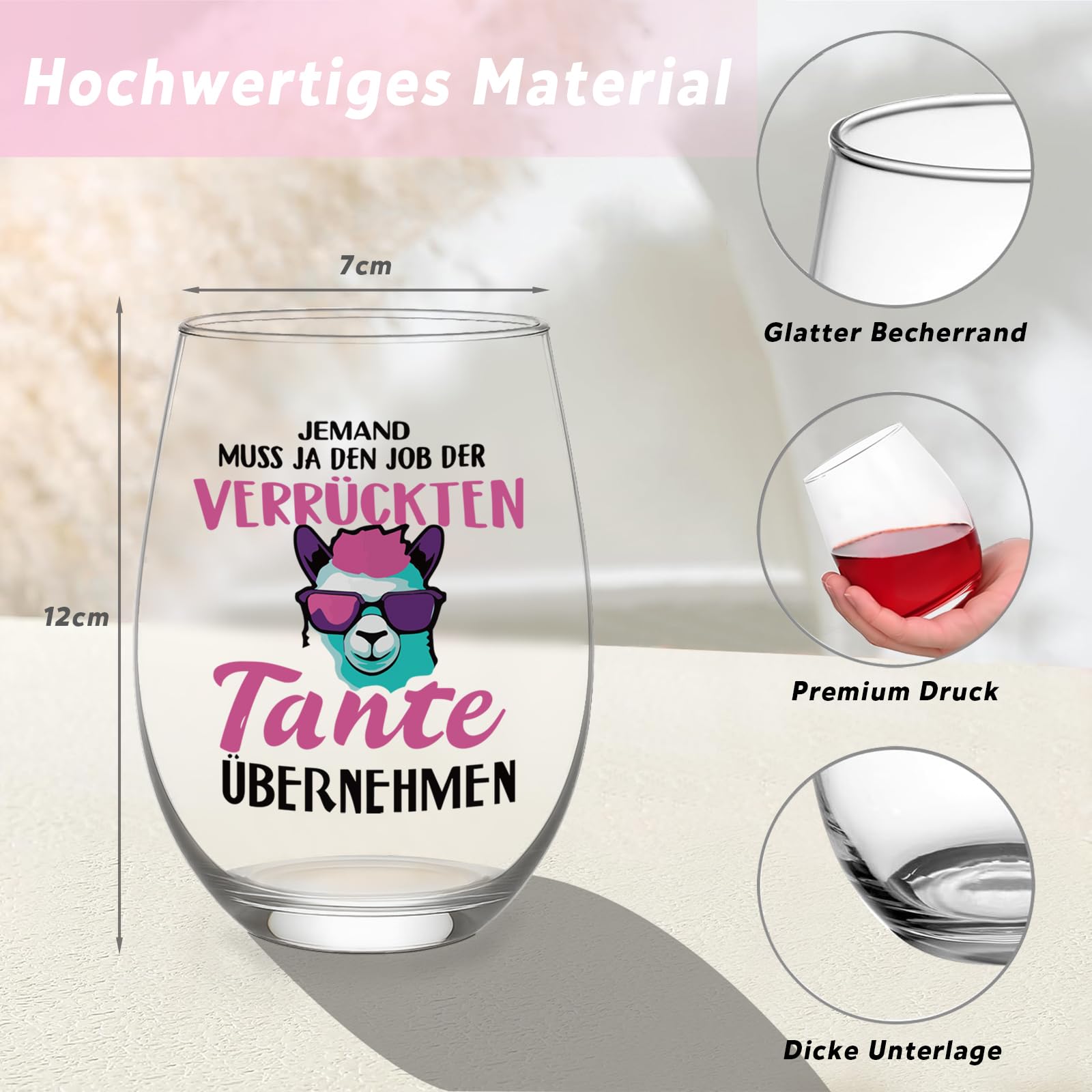 Lustiges Weinglas Tante Geschenk, Weinglas Geschenk für Beste Tante Weihnachten, Personalisiert Geschenke für Auntie zum Geburtstag Weihnachten Muttertag 17oz