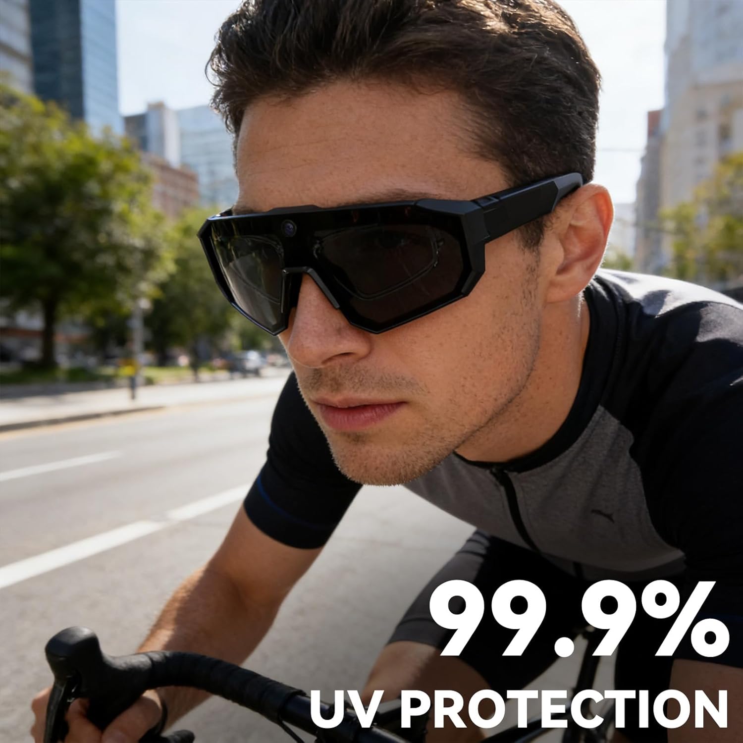 2026 Latest AI Smart Glasses with Camera, 8MP HD Running Sunglasses for Men & Women, Open-Ear Audio, AI Voice Assistant, Video Recording, Interchangeable Lenses, Sports Camera Glasses