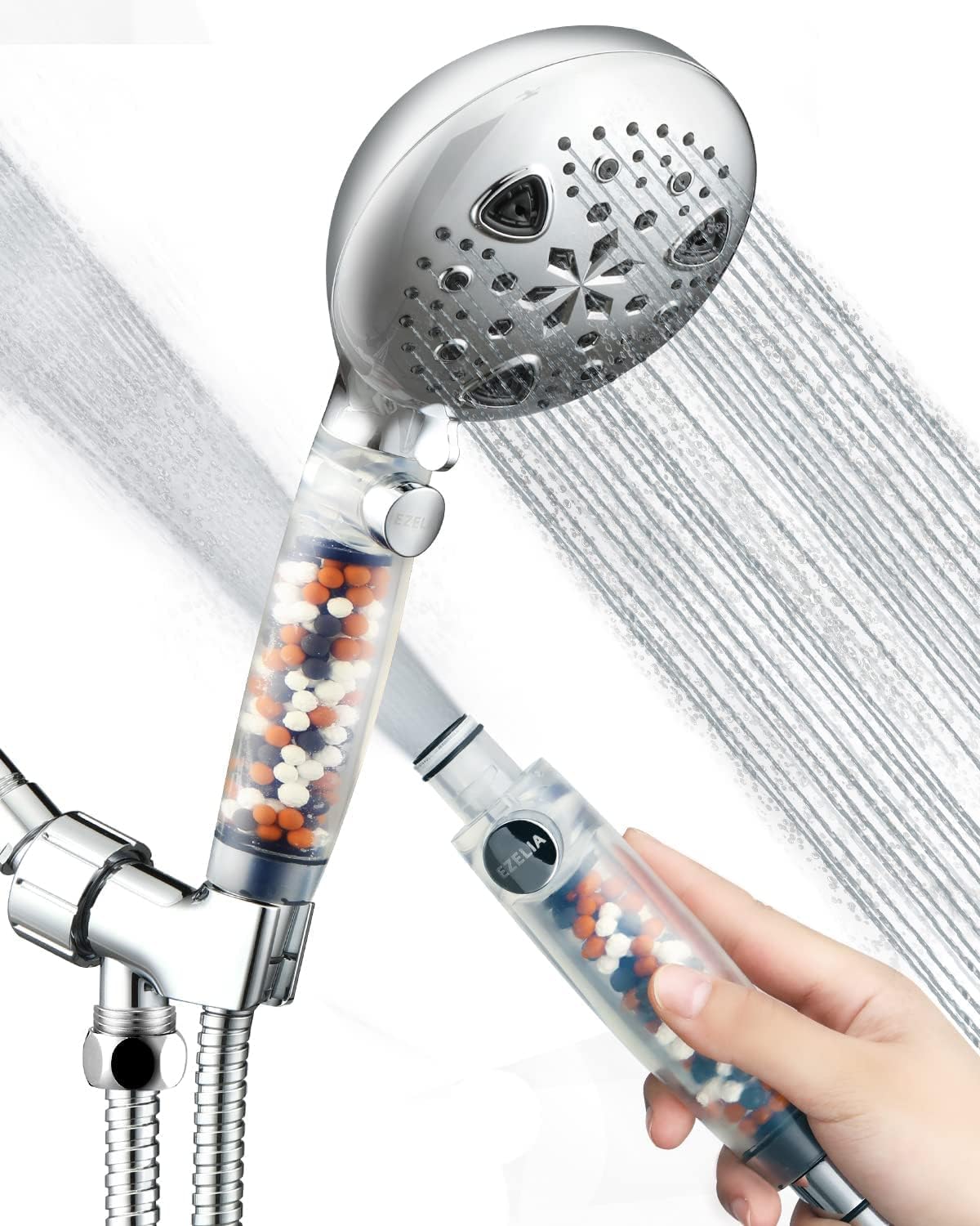 Shower Head, Ezelia Filter Handheld Shower Head with 9mode for Dry