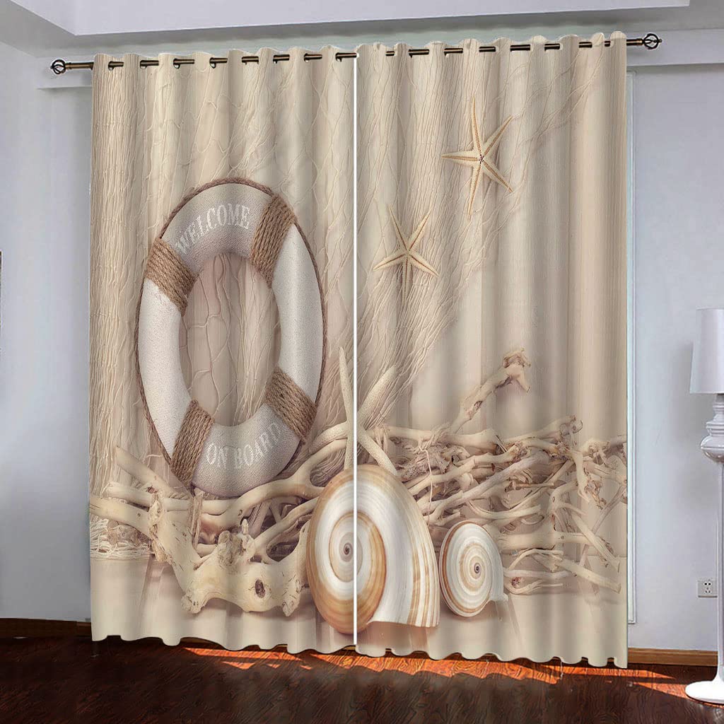 Rideaux occultants pour chambre et salon effet 3D beige en 2 pièces