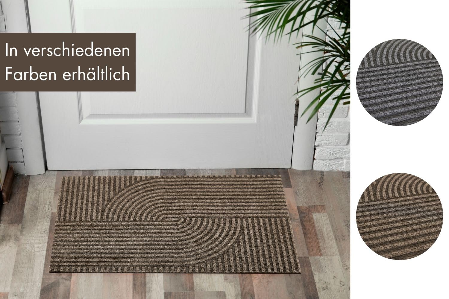andiamo Felpudo Yukon – Felpudo Lavable y Antideslizante para Entrada – Moderno patrón geométrico Adecuado para Robot Aspirador, 40 x 60 cm, marrón