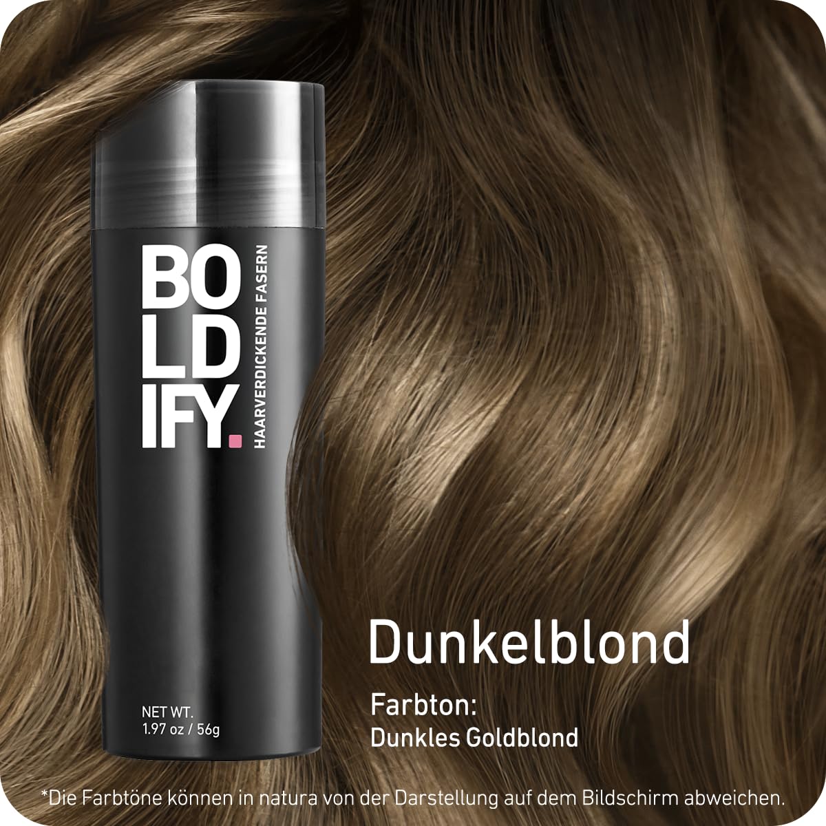 BOLDIFY Haarfasern für dünner werdendes Haar, für Damen & Herren, Dunkelblond 56g