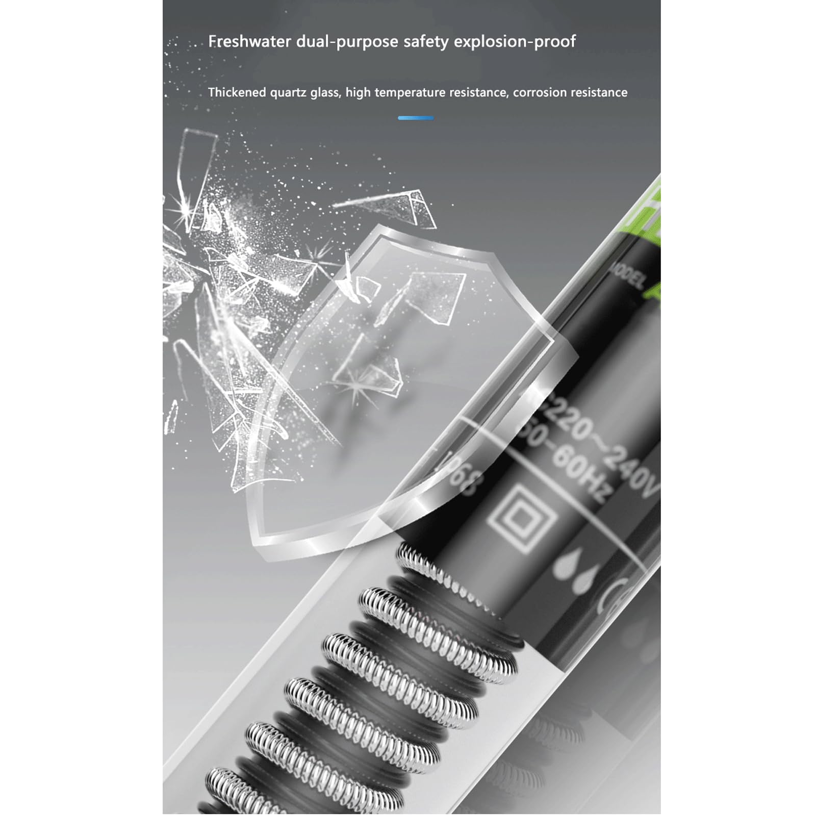 Asta Riscaldamento Acquario Piccolo Acquario Riscaldamento Automatico Termostato Temperatura Costante Vetro Quarzo Prova Esplosione,100W