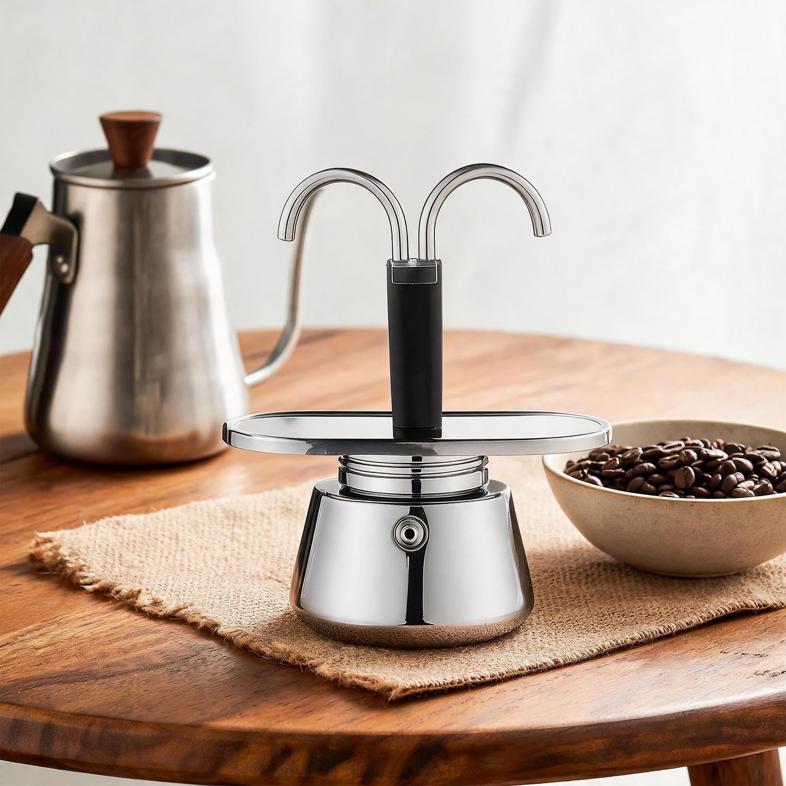 de Cocina para Gas y Eléctrica Hervidor de Café Acero Inoxidable | de Café para Camping, Viajes, Oficina en el Hogar, Cocina, Cafetería, Desayuno y Tarde y Trabajo