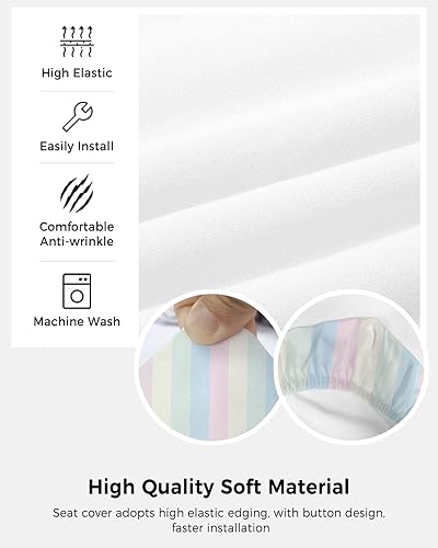 Miniatura 5 de Double Love Juego de 2 fundas para sillas de oficina de computadora, color pastel, fundas elásticas para asiento de silla giratoria de escritorio,